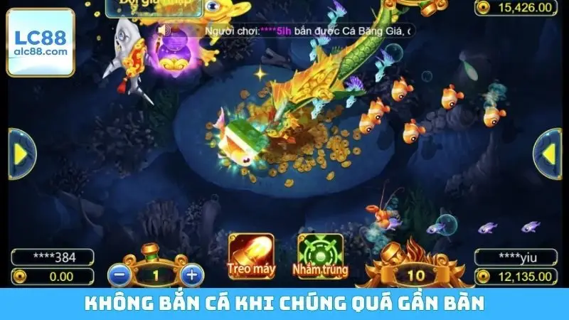 Không bắn cá khi chúng quá gần bàn
